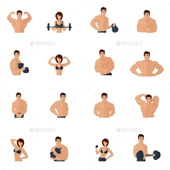 Bodybuilding Fitness Gym Icons (Web)