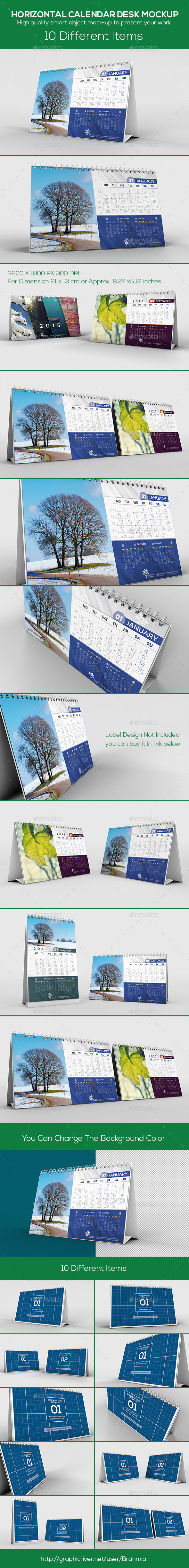 Horizontal Calendar Desk Mockup