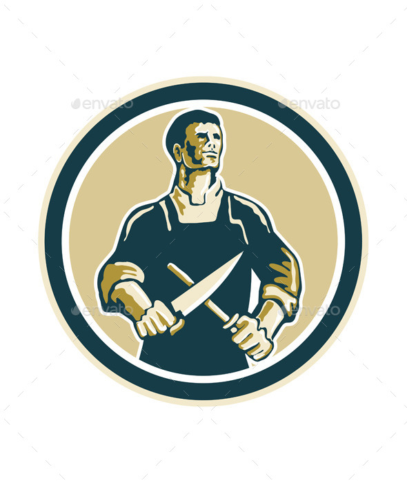 GraphicRiver Butcher Cutter Knife Circle Retro 9288086 GraphicRiver Butcher Cutter Knife Circle Retro 9288086
