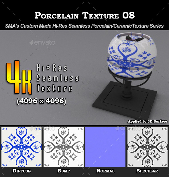 Hi-Res Porcelain Texture - 08 - 3DOcean Item for Sale