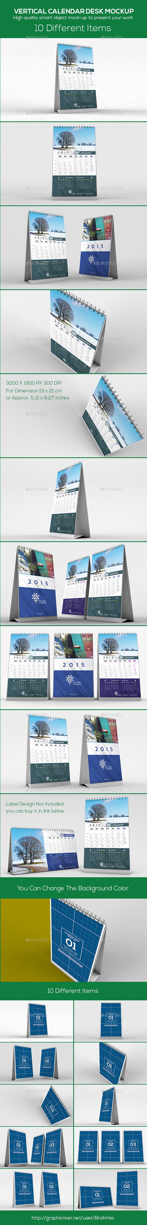 Vertical Calendar Desk Mockup