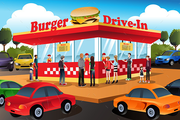 People Ordering Hamburger at a Drive-In (Business)