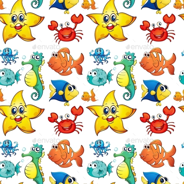 GraphicRiver Seamless Design with Sea Creatures 9290014 GraphicRiver Seamless Design with Sea Creatures 9290014