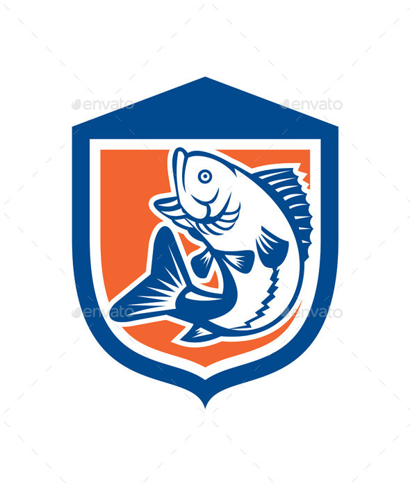 GraphicRiver Largemouth Bass Jumping Side View Shield Retro 9290667 GraphicRiver Largemouth Bass Jumping Side View Shield Retro 9290667