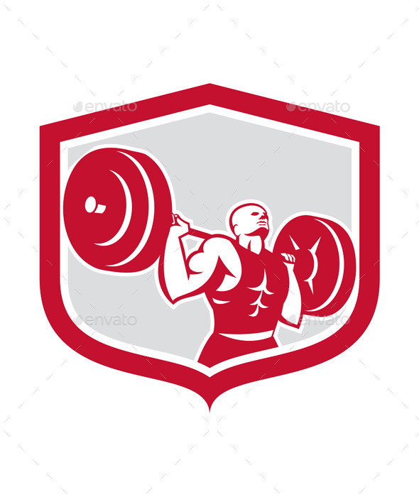 GraphicRiver Weightlifter Lifting Barbell Shield Retro 9290922 GraphicRiver Weightlifter Lifting Barbell Shield Retro 9290922
