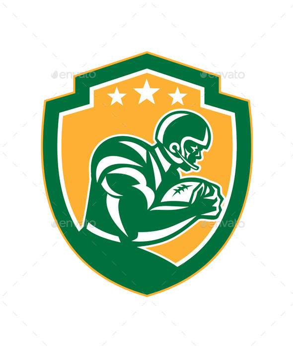 GraphicRiver American Football Player Running Shield Retro 9291602 GraphicRiver American Football Player Running Shield Retro 9291602
