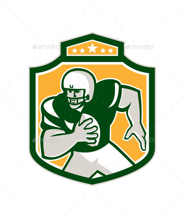 GraphicRiver American Football QB Player Running Shield Retro 9291609 GraphicRiver American Football QB Player Running Shield Retro 9291609