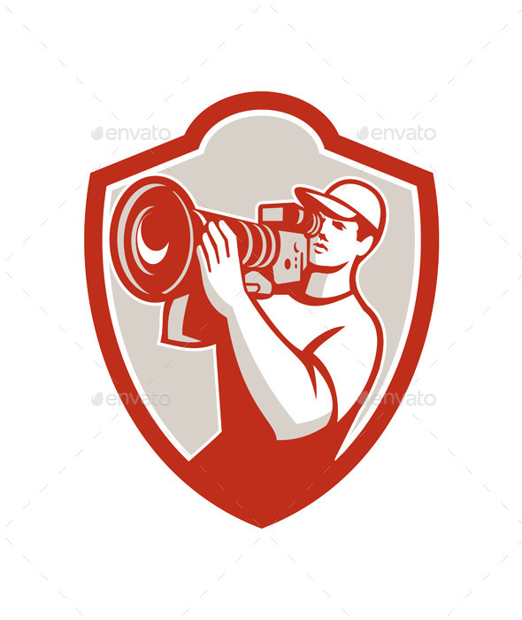 GraphicRiver Cameraman Vintage Movie Camera Shield Retro 9291613 GraphicRiver Cameraman Vintage Movie Camera Shield Retro 9291613