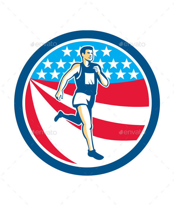 GraphicRiver American Marathon Runner Running Circle Retro 9291709 GraphicRiver American Marathon Runner Running Circle Retro 9291709