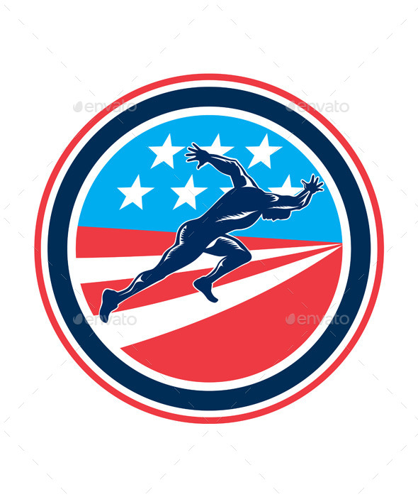 Sprinter Runner Running Woodcut Retro Sprinter Runner Running Woodcut Retro