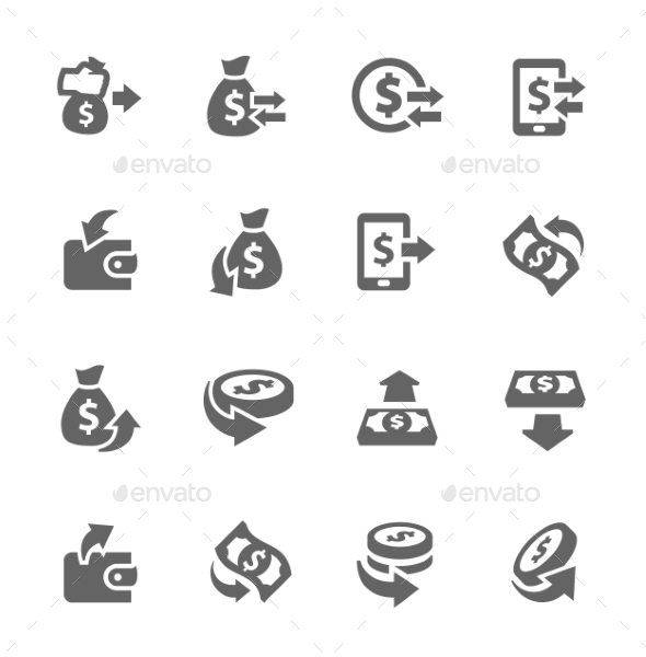 Money Moving Icons Money Moving Icons