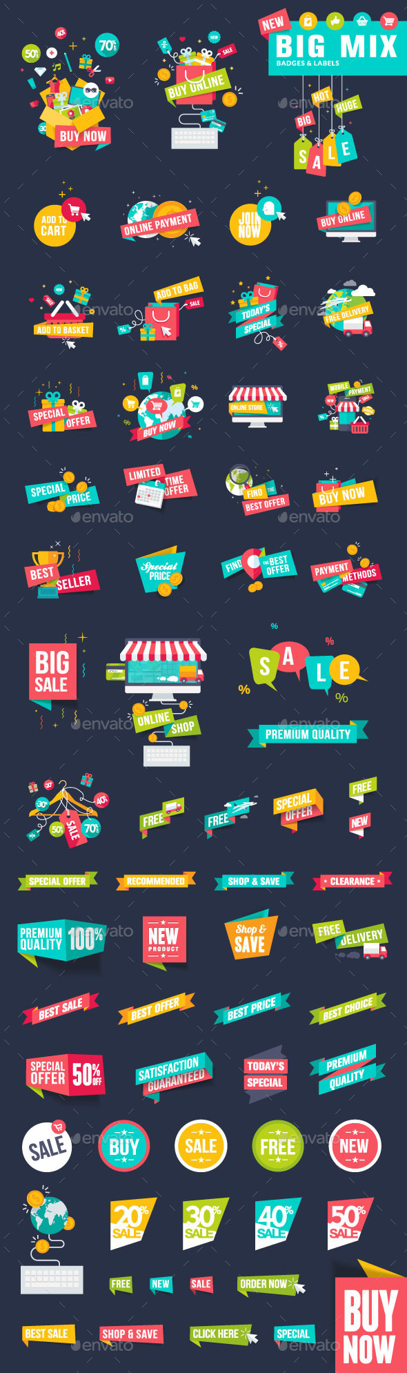 Flat Design Badges and Labels for Shopping (Commercial / Shopping)