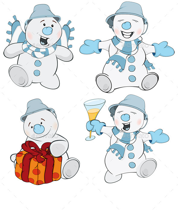 GraphicRiver Set of Christmas Snowman Cartoons 9299707 GraphicRiver Set of Christmas Snowman Cartoons 9299707