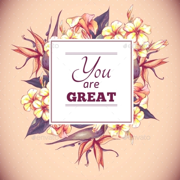 GraphicRiver Floral Vintage Card with Exotic Flowers 9306393 GraphicRiver Floral Vintage Card with Exotic Flowers 9306393