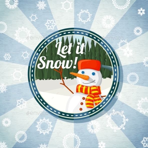 GraphicRiver Badge with Snowman and Pine Forest 9309010 GraphicRiver Badge with Snowman and Pine Forest 9309010