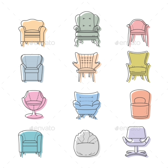GraphicRiver Colorful Armchairs 9310729 GraphicRiver Colorful Armchairs 9310729