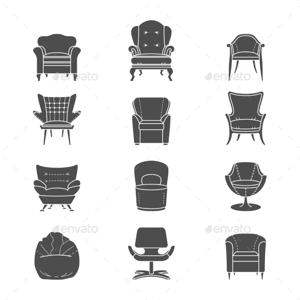 GraphicRiver Armchair Silhouettes 9310745 GraphicRiver Armchair Silhouettes 9310745