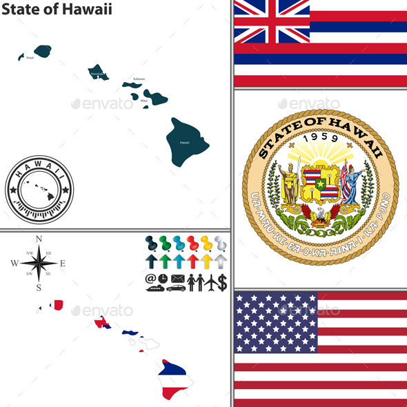 Map of State Hawaii, USA (Travel)