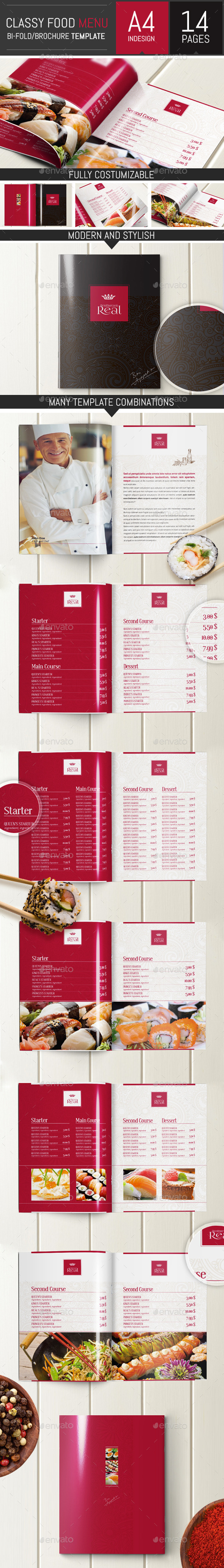 Classy Food Menu Brochure Template (Food Menus)