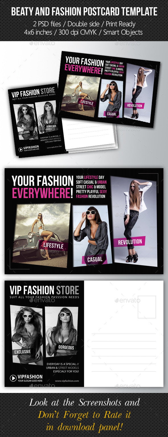 Fashion and Beauty Postcard Template V02 (Cards & Invites)