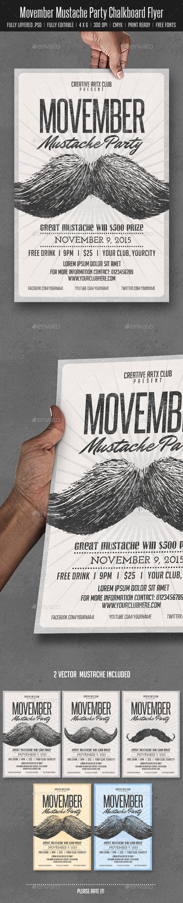 GraphicRiver Movember Mustache Party 9284526 GraphicRiver Movember Mustache Party 9284526