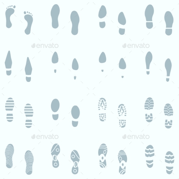 Set of 16 Shoes Footprints in the Snow Set of 16 Shoes Footprints in the Snow