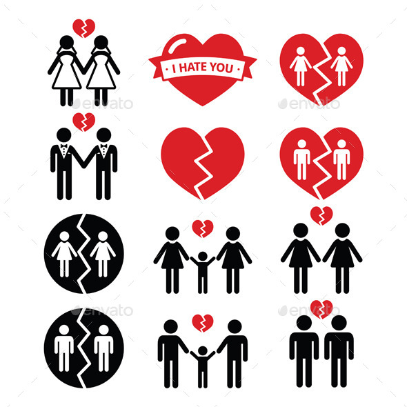 GraphicRiver Gay or Lesbian Couple Breakup Divorce Symbols 9320446 GraphicRiver Gay or Lesbian Couple Breakup Divorce Symbols 9320446