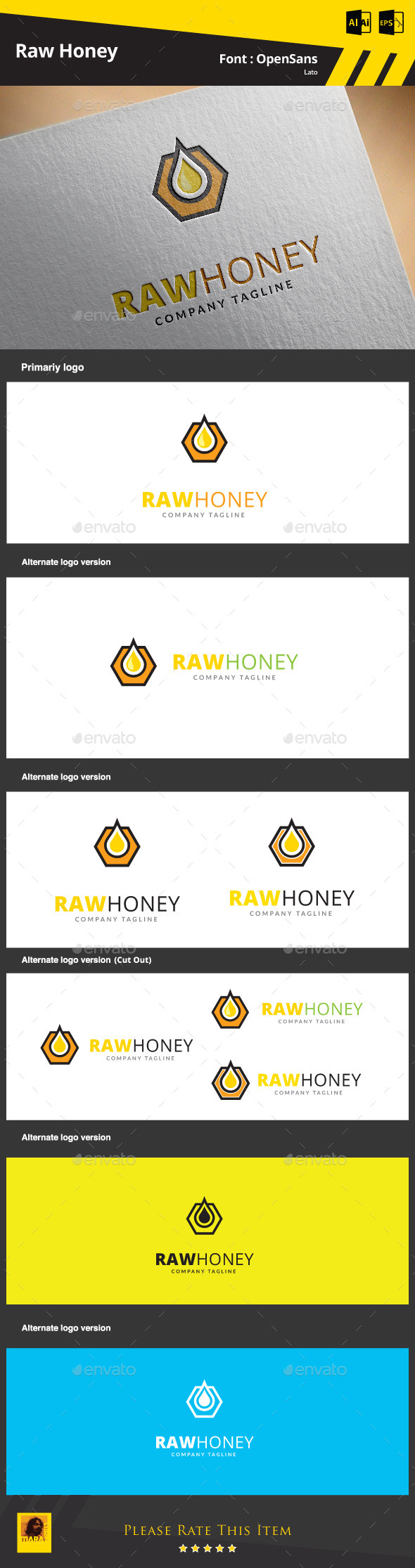 GraphicRiver Raw Honey Logo Template 9320499 GraphicRiver Raw Honey Logo Template 9320499