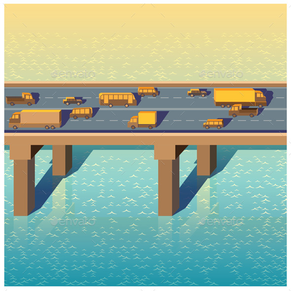 GraphicRiver Bridge with Cars 9323108 GraphicRiver Bridge with Cars 9323108