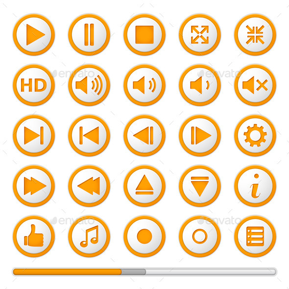 GraphicRiver Orange Media Player Buttons 9323612 GraphicRiver Orange Media Player Buttons 9323612