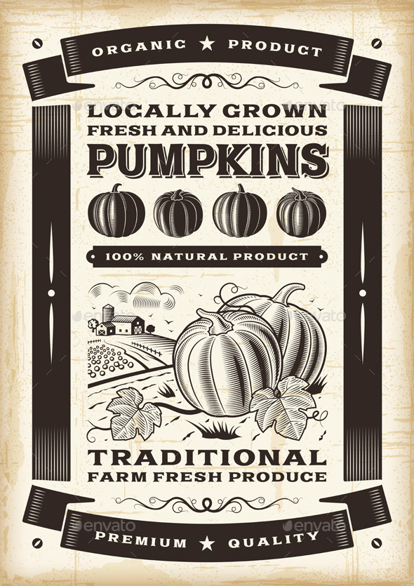 GraphicRiver Vintage pumpkin harvest poster 9324372 GraphicRiver Vintage pumpkin harvest poster 9324372