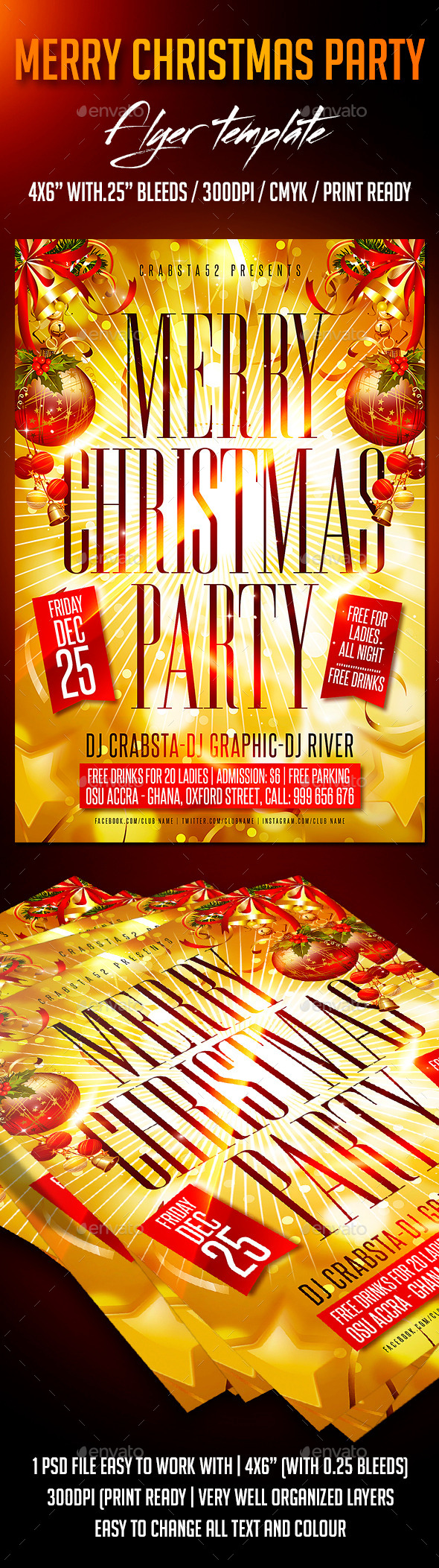 Merry Christmas Party Flyer Template