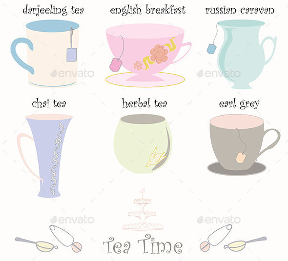 Tea Cup Collection Vector Tea Cup Collection Vector