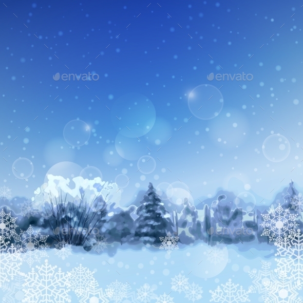 GraphicRiver Vector Watercolor Snowy Forest 9327315 GraphicRiver Vector Watercolor Snowy Forest 9327315