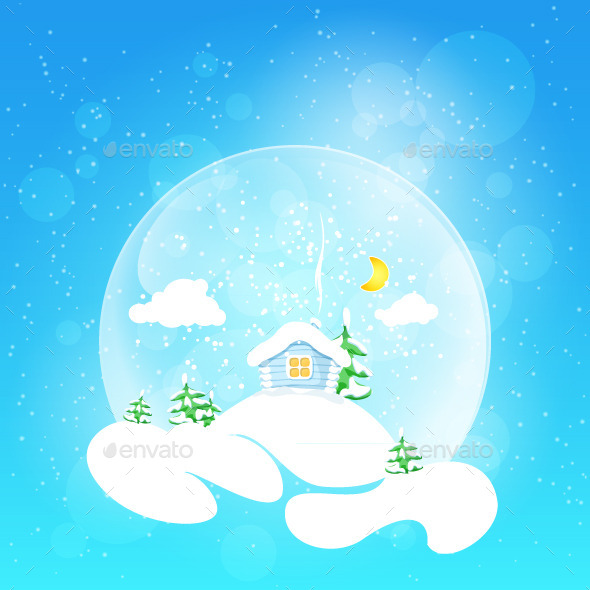 House with Moon and Fir Tree (Christmas)