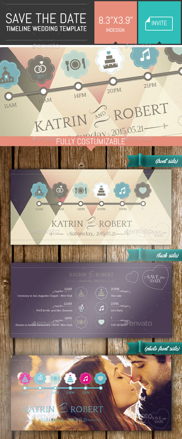 Save the Date - Timeline Wedding Invite Template (Weddings)