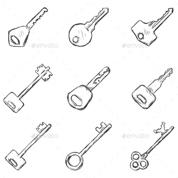 GraphicRiver Set of Sketched Keys Icons 9330725 GraphicRiver Set of Sketched Keys Icons 9330725