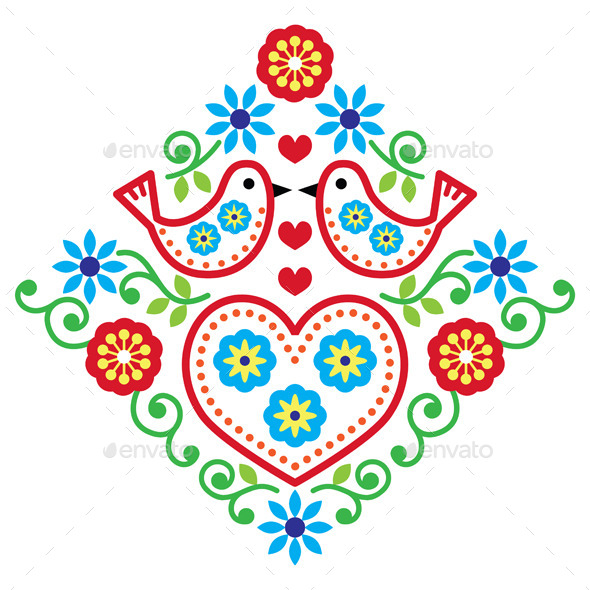 GraphicRiver Folk Art Floral Pattern with Birds 9330973 GraphicRiver Folk Art Floral Pattern with Birds 9330973