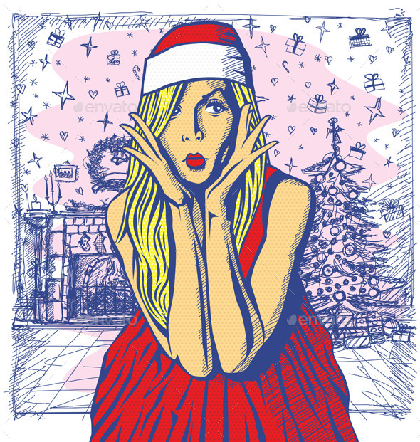 GraphicRiver Vector Surprised Blonde in Red Dress 9332411 GraphicRiver Vector Surprised Blonde in Red Dress 9332411
