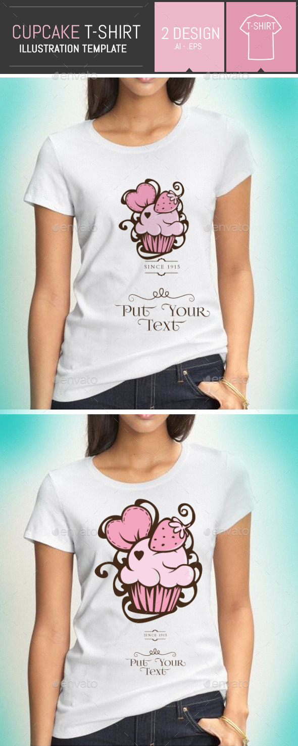 GraphicRiver Cupcake Cake T-shirt 9332559 GraphicRiver Cupcake Cake T-shirt 9332559
