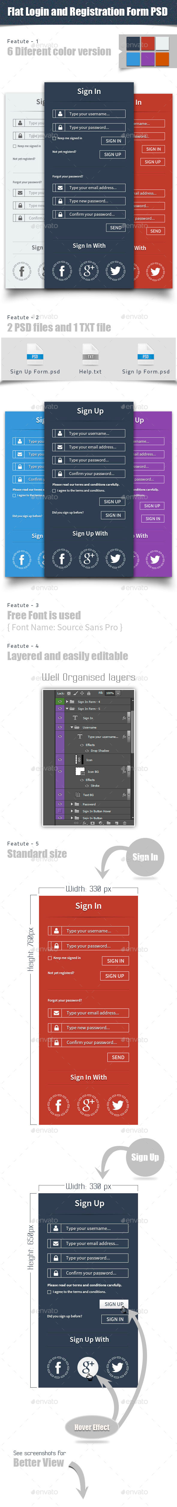 Flat Login and Registration Form PSD Flat Login and Registration Form PSD