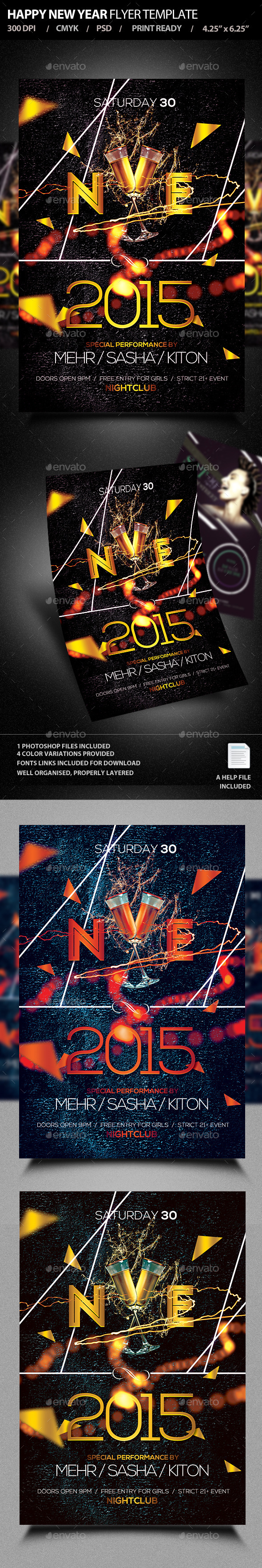 Happy New Year Flyer Template PSD V3 (Clubs & Parties)