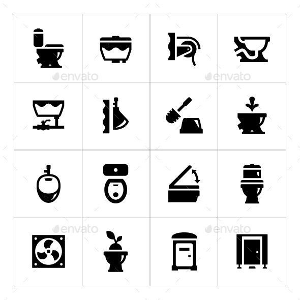 Set Icons of Toilet (Man-made objects)