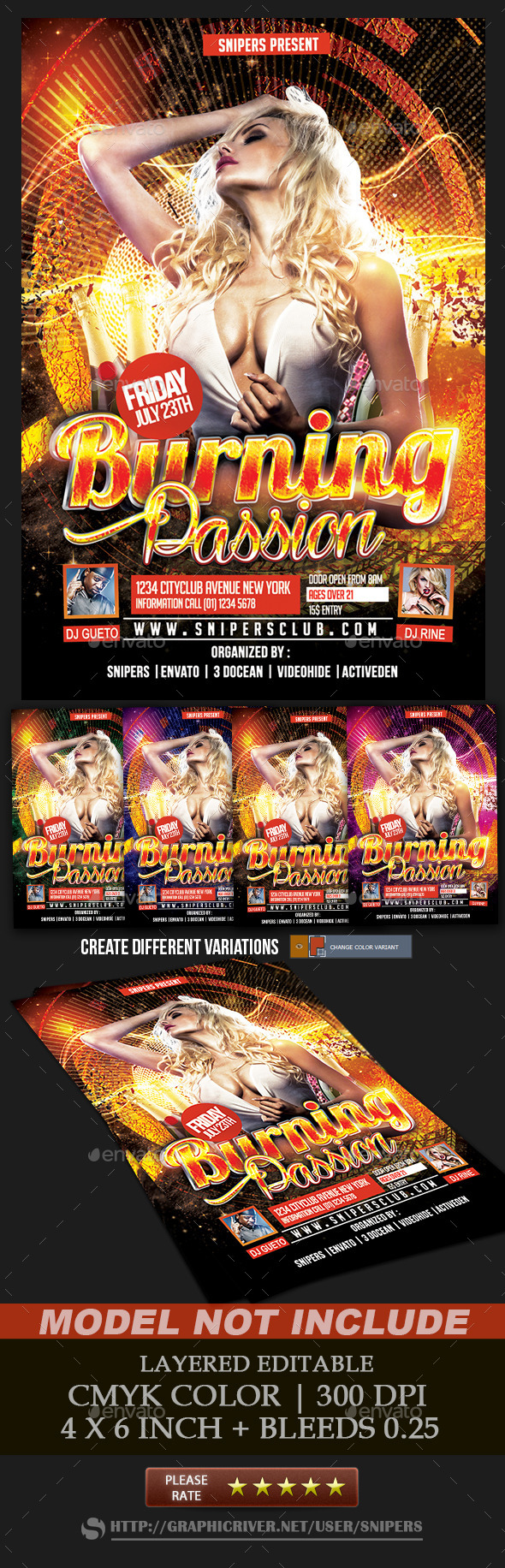 Burning Passion Flyer (Clubs & Parties)