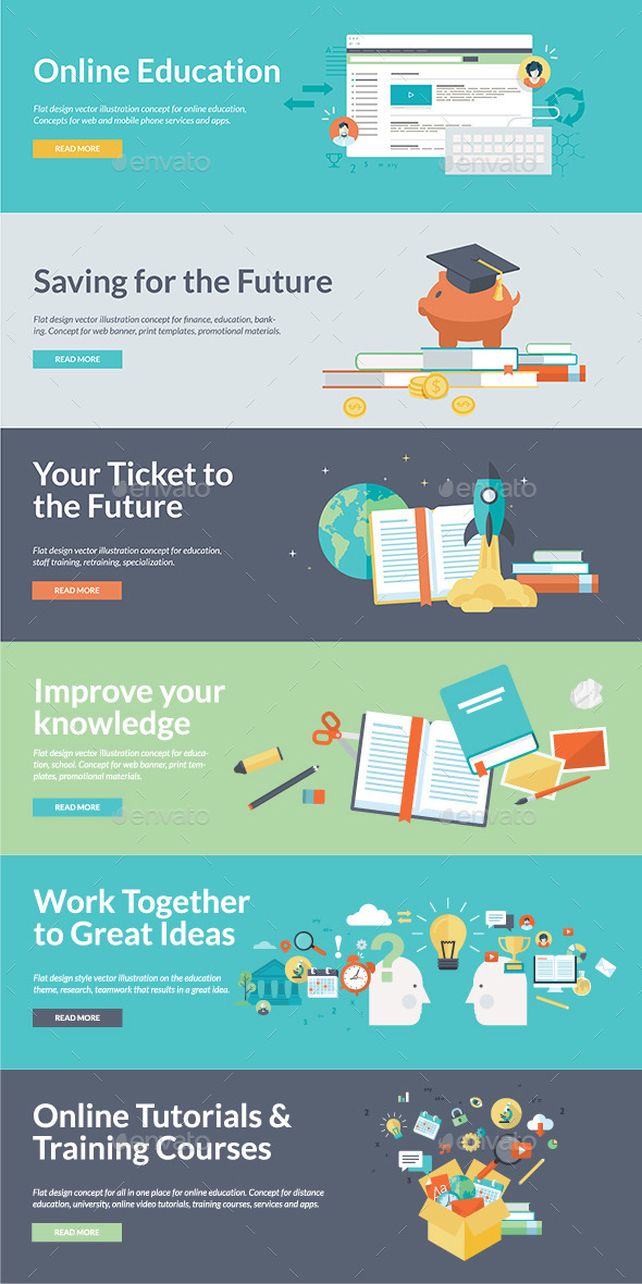 GraphicRiver Flat Design Concepts for Online Education 9257365 GraphicRiver Flat Design Concepts for Online Education 9257365