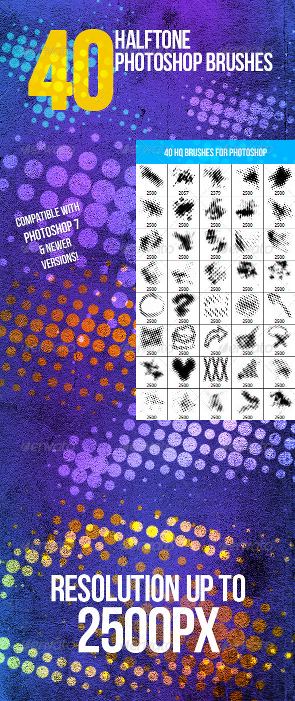 40 Halftone Photoshop Brushes - Brushes Photoshop