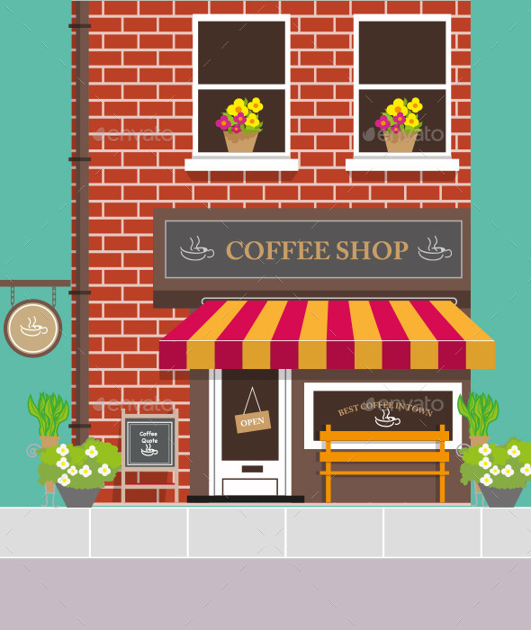 GraphicRiver Front View of Coffee Shop 9336055 GraphicRiver Front View of Coffee Shop 9336055