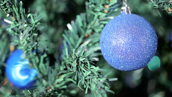 Blue Ball On Christmas Tree