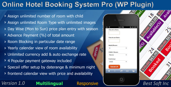 CodeCanyon Online Hotel Booking System Pro WordPress Plugin 9338914