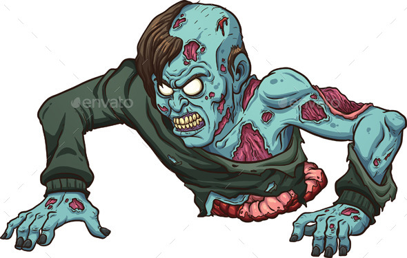 Crawling Zombie Cartoon